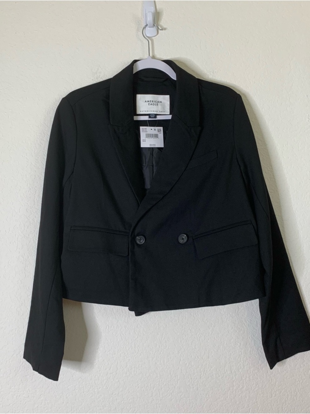 American Eagle Women Black Crop Blazer M NWT